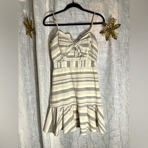 Striped Cream and Gray Dress HYFVE Size M